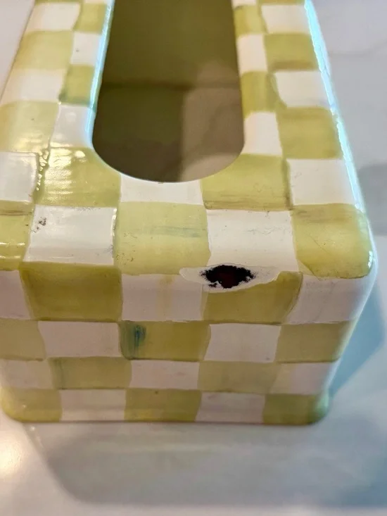 Parchment Check Ceramic Tissue Box Cover by Mackenzie-Childs